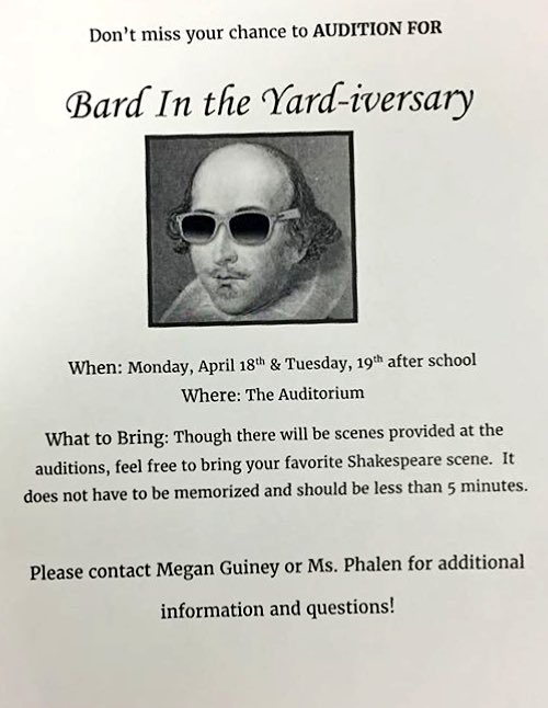 CueandCurtain's tweet photo. Bard in the Yard audition information!!! @MeggGuiney https://t.co/WP81nXUDjE