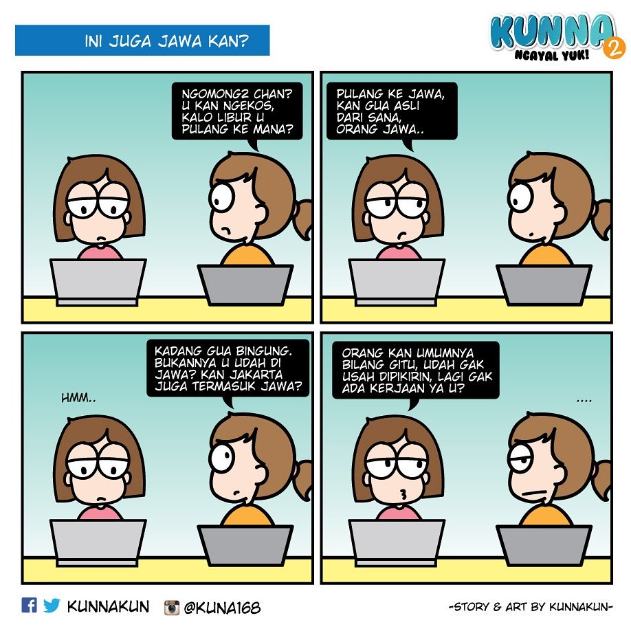 Lagi kepoo #kunna #kunnakun #komikunna #komikstrip #komikinajah #komikindonesia #komikjakarta #jawa #pulang