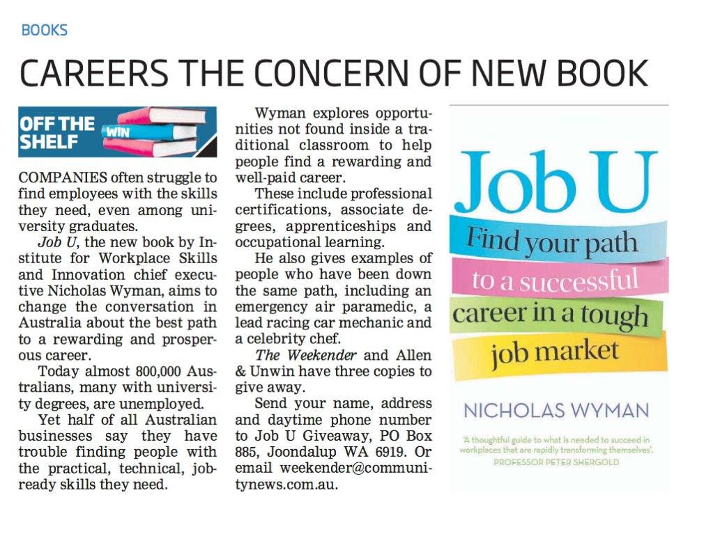 WPCGroup's tweet photo. Careers the Concern of New Book #Jobubook #apprenticeships @nicholas_wyman check it out: https://t.co/QiuB9GYbUU https://t.co/IRPweWZBAw