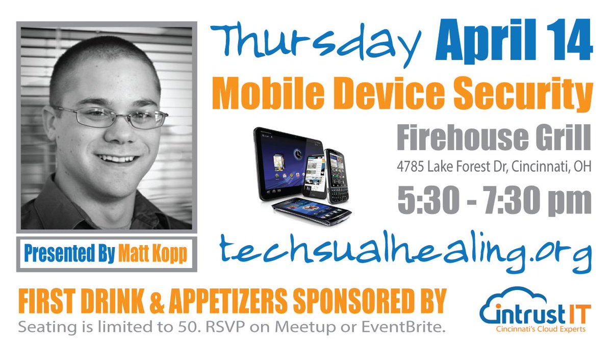 Utech2much's tweet photo. Love talking tech with great people. Free Drink, always nice. @TechHealing I'm in. Sponsored by @intrustIT. https://t.co/4zmYtYLZQh
