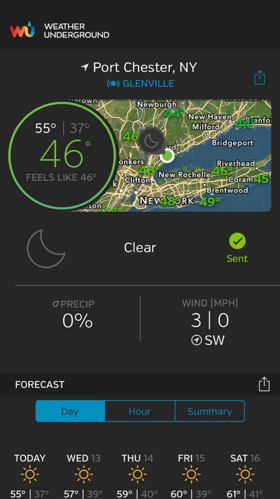 Weather for Greenwich, CT — via <a href="/wunderground/">Weather Underground</a>. Download: bit.ly/WUShareTW