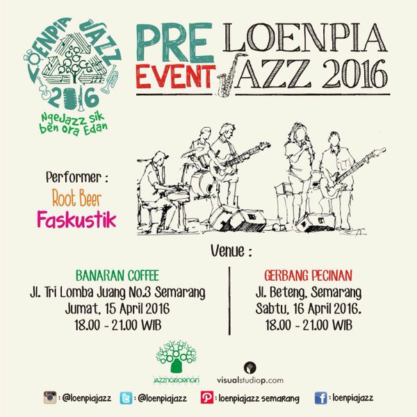 wisatasemarang's tweet photo. #smgevent @JAZZNGiSORiNGiN: Datang dan ramaikan #PreEventLJ2016 #LJ2016 #NgeJazzSikBenOraEdan https://t.co/ecgqOIGBbw