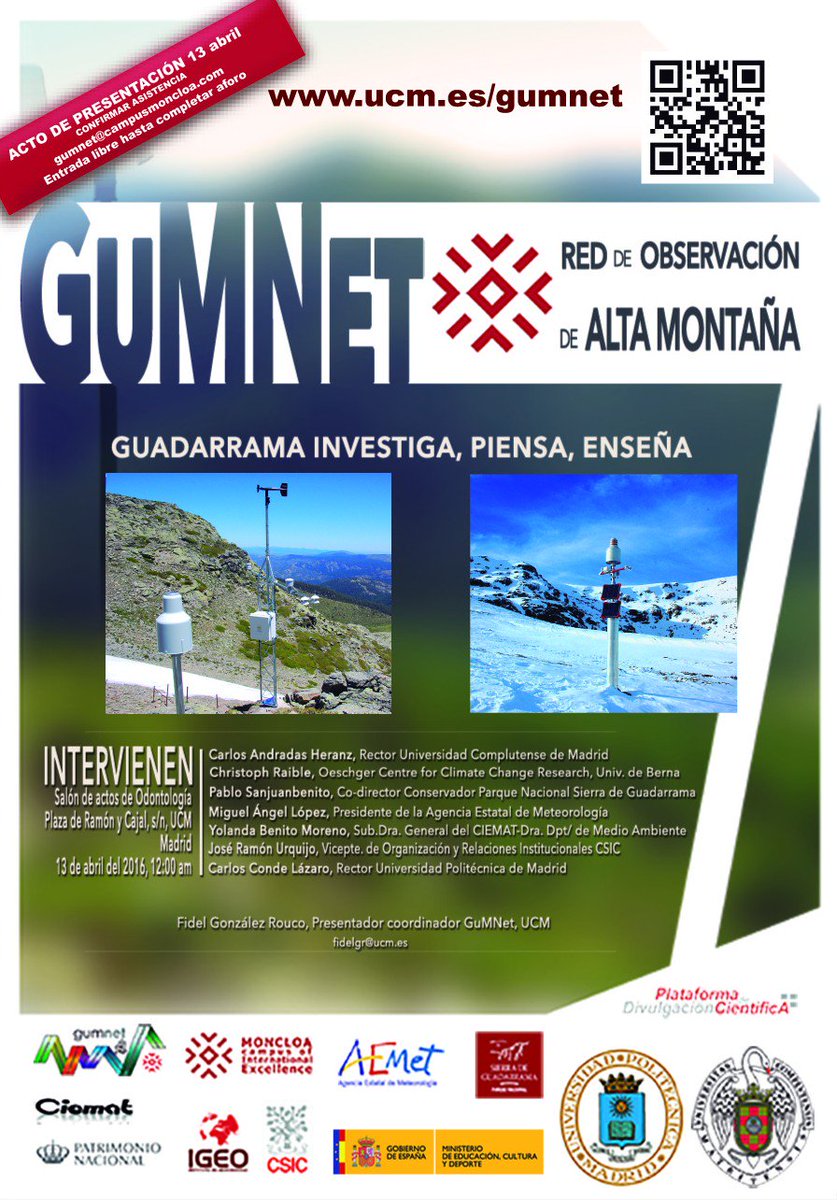 Recuerda, hoy a las 12 presentación de la Red de Monitorización de la Sierra de Guadarrama #GuMNet