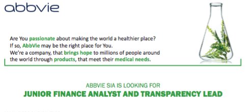 A new job ad from AbbVie! More info here - alumni.lv/jobs
