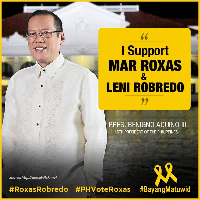BayangMatuwid's tweet photo. Maraming salamat po sa inyong patuloy na pagsuporta, Pangulong Aquino! #PHVoteRoxas #BayangMatuwid #LeniIsMyVP https://t.co/NcUKU4PcX5