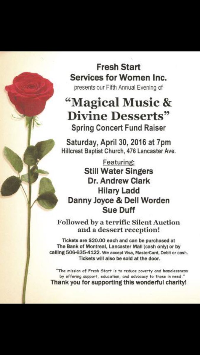 ProgressIgnite's tweet image. Desserts, Music, for Fresh Start Services for Women @WhatsUpSaintJoh @SaintJohnRT
