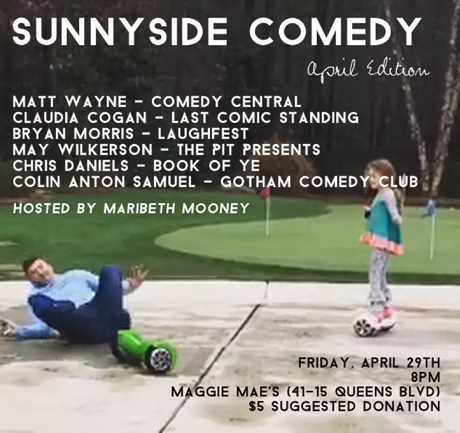 ComedySunnyside's tweet photo. April 29th! Stand-up comedy joy + 4 prize tix to #TasteofSunnyside! Thanks @SunnysideShines xox https://t.co/lHZaOXdTcw
