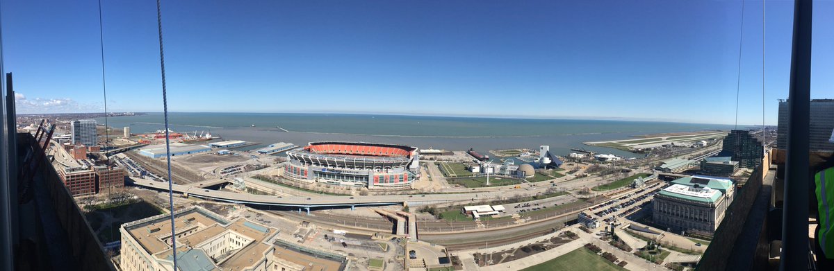 Great view from Bar 32. @HiltonCleveland opening soon and will a big part of redefining Cleveland as a destination.