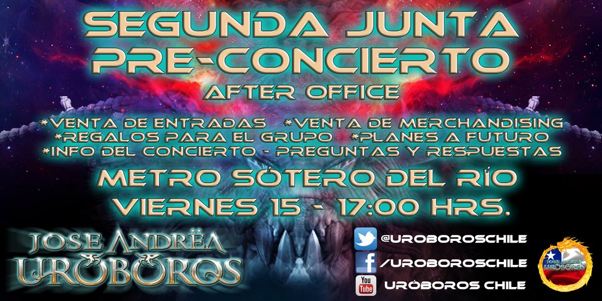 Cambiamos el lugar de la junta por lluvia!
VIERNES, 5pm, METRO SÓTERO DEL RÍO
facebook.com/events/1201409… <a href="/j_a_uroboros/">José Andrëa</a>