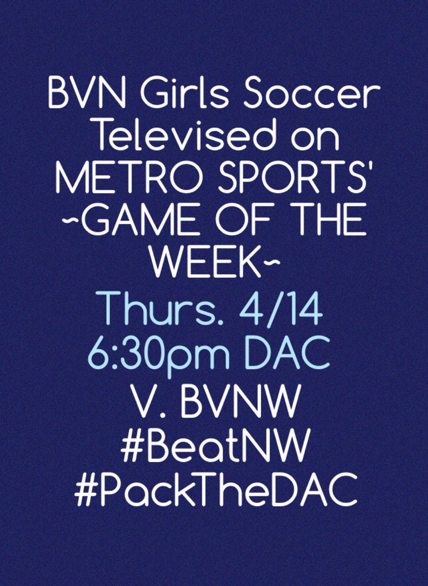 bvnorthsoccer's tweet photo. Come help BVN Girls' Soccer represent the Mustangs on Thurs. against BVNW💪🏽💙 @The_Stable @bvnnews https://t.co/5UpxLdLdsV