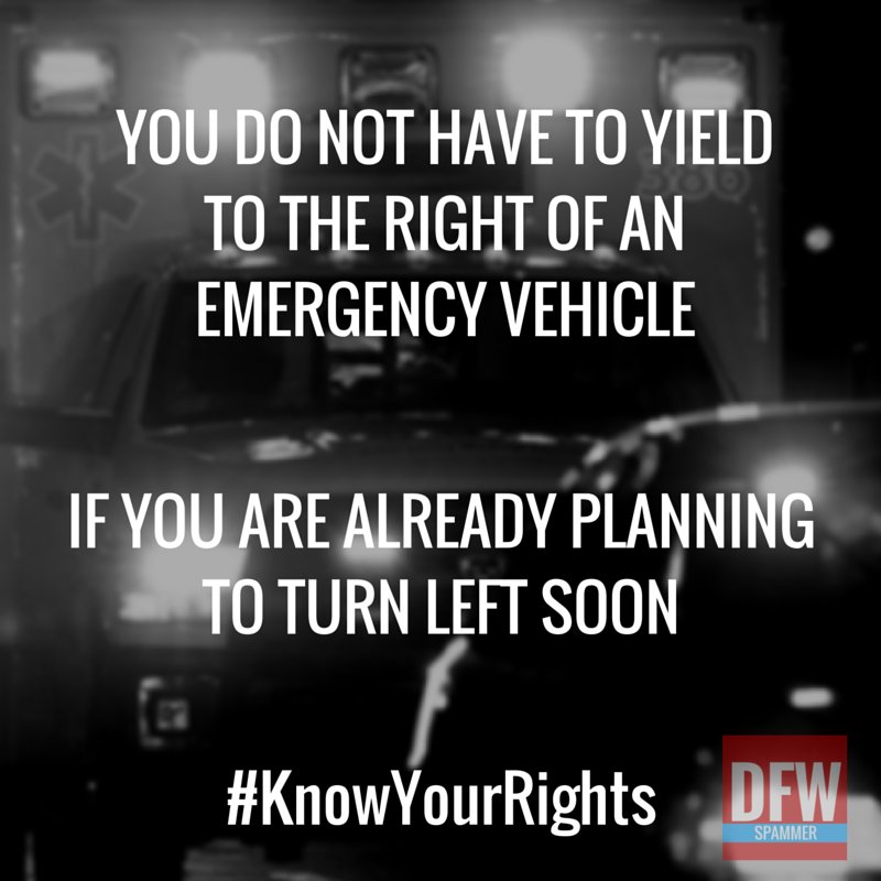 DFWSpammer's tweet photo. You can just speed up and get to your left turn lane. #PublicSafetyTips #KnowYourRights https://t.co/THQjGDVElS