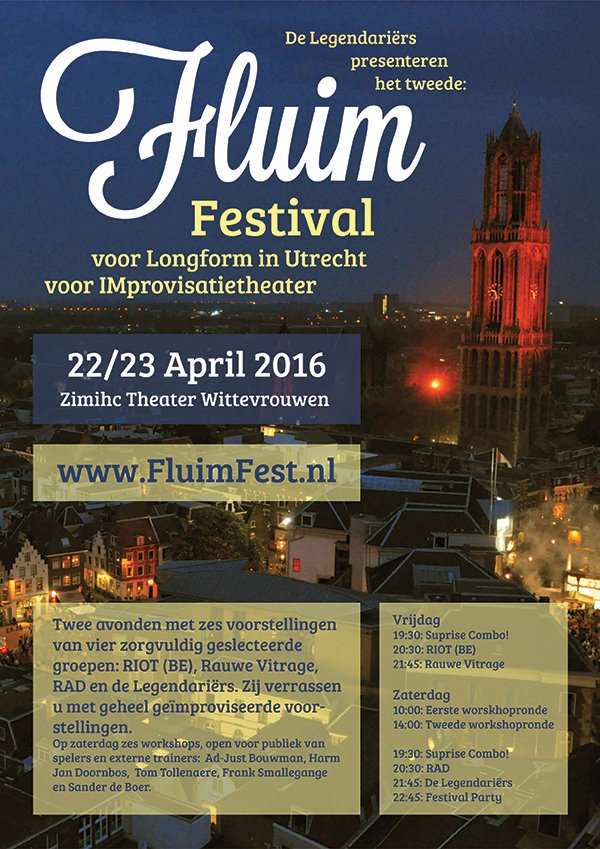Hoppa! Nog negen dagen aftellen tot het tweede Fluim festival! Longform #impro in #Utrecht!