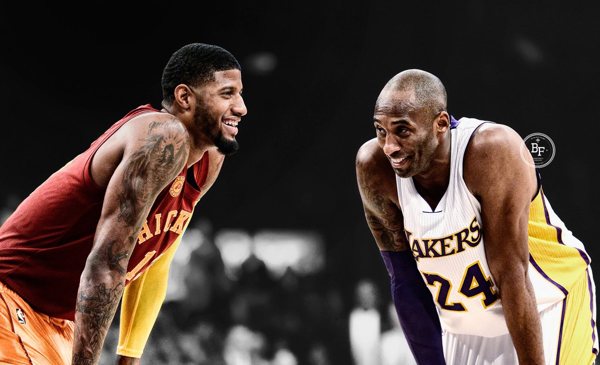 bballforever_'s tweet photo. "I had the Kobe jersey. I would do the Kobe walk. I would walk around the house doing the Kobe stare-down face" - PG https://t.co/TRkH6zoOT3