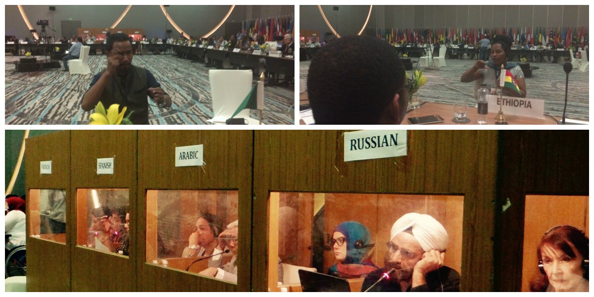 DPI_Info's tweet photo. Language a HUGE barrier to #GlobalSouth participation. #DPIWorldAssembly2016 thanks the interpretation team! #CRPD https://t.co/HwTAcbebQp