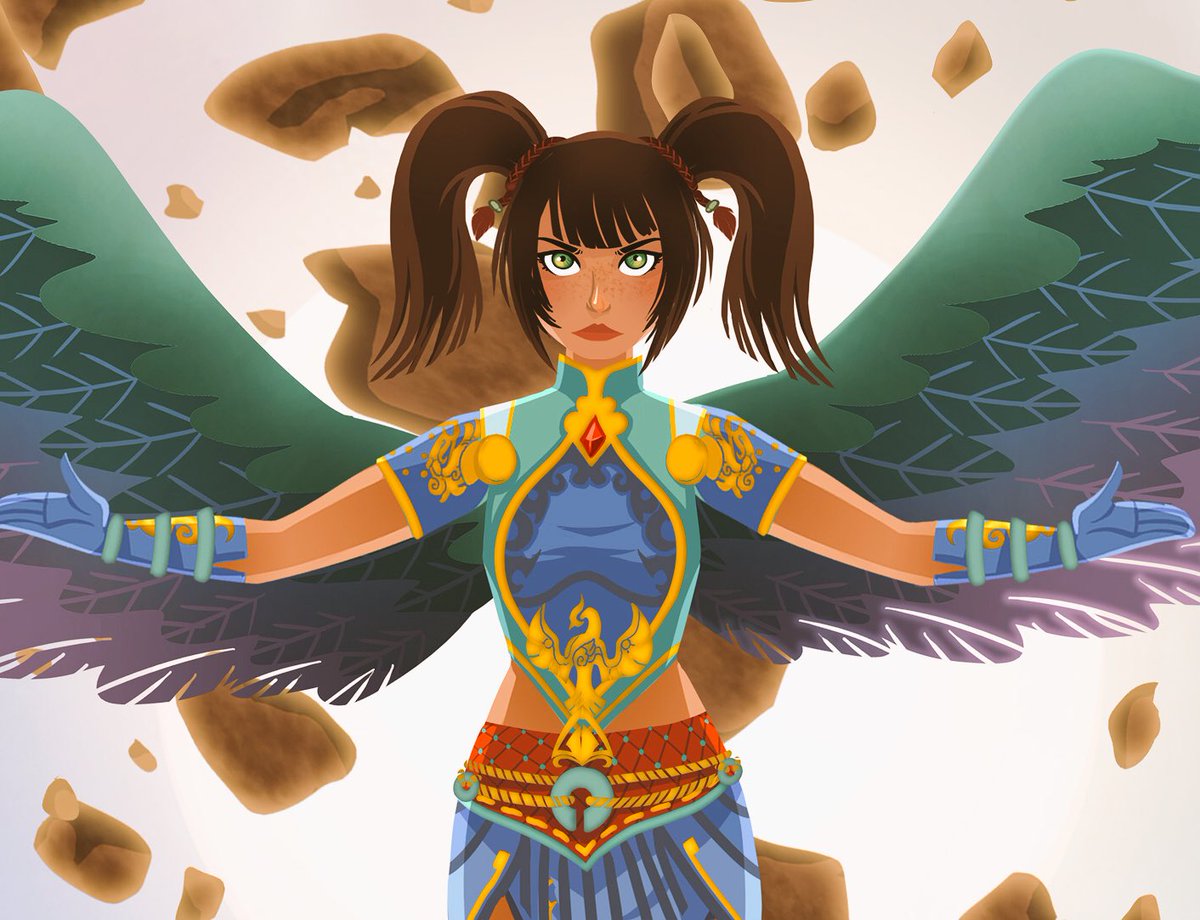 EnaBuns's tweet photo. Jing Wei from the her God reveal lore! My favorite scene 😎 #smiteart #illustration https://t.co/WeANnUqLnE