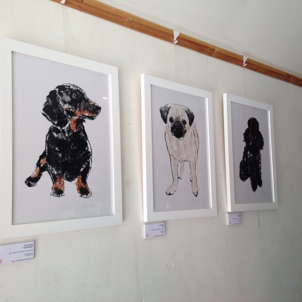 TiffHowick's tweet photo. My exhibition of screenprints is up! Hosted by @ArtSnug @TwoDoorsDownNW1 a wonderful coffee shop in Kentish Town https://t.co/ijDec8iOOv