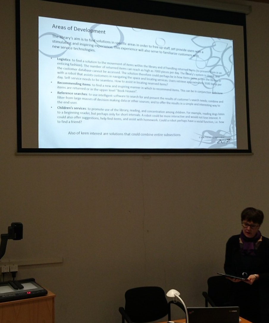 RoboticsFinland's tweet image. Facts and areas of development presented by Anna-Maria Soininvaara #AiroBot #Airo #libraryrobot #kirjastorobo
