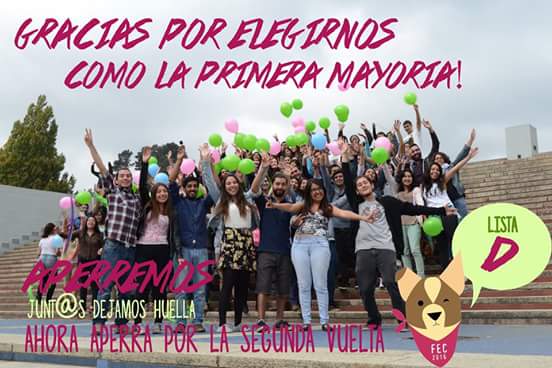 jsaramirezg's tweet photo. Somos la primera mayoría de las #EleccionesFEC ahora vamos por la segunda vuelta #AperremosUdeC @AperremosUDEC https://t.co/uq3REkcMIs