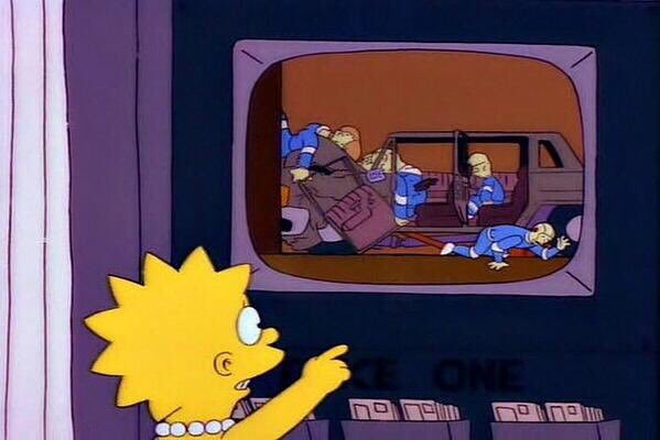 Simpsons_tweets's tweet photo. "Our safety engineers crash test over 1000 cars a year."
“Hey wait, that’s not a dummy.”
“This exhibit is closed!” https://t.co/ueqhBWytrw
