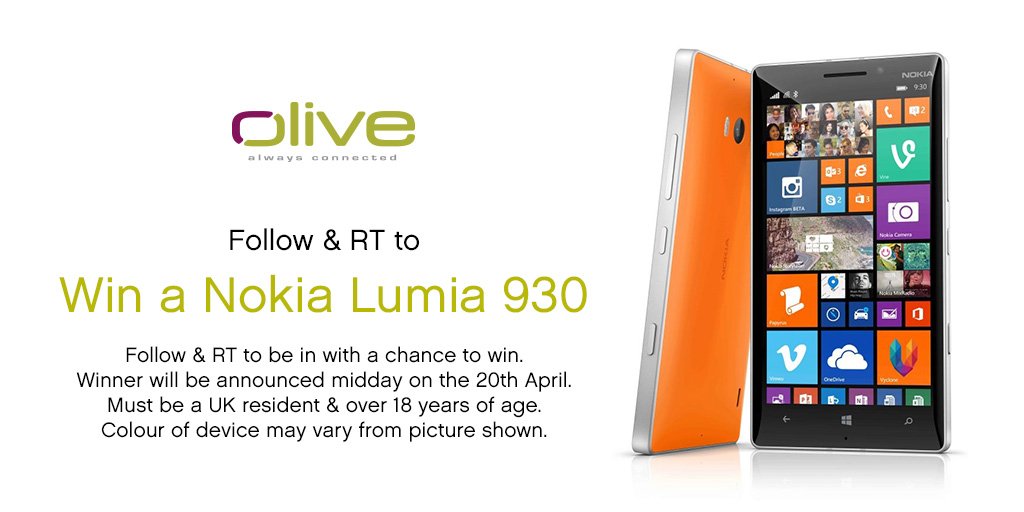 #WIN Follow &amp; RT to win this #Nokia Lumia 930! Winner announced at 12pm on the 20th April #winitwednesday #giveaway