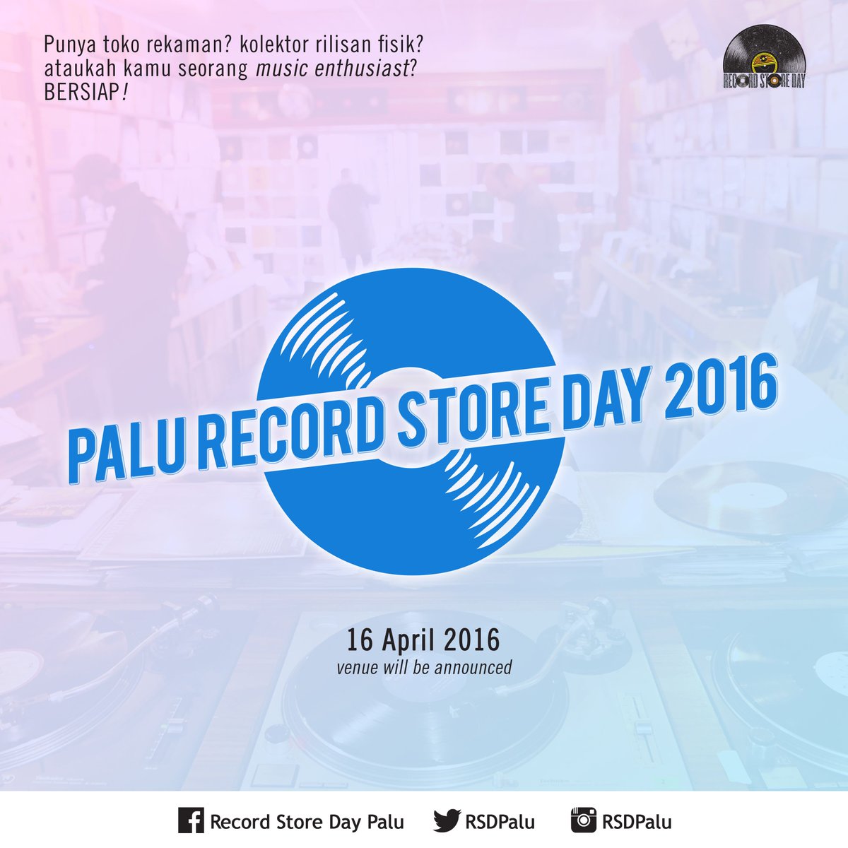 Coming soon! #RSDPalu2016, 16 April 2016. Info: <a href="/RSDPalu/">Record Store Day Palu</a>