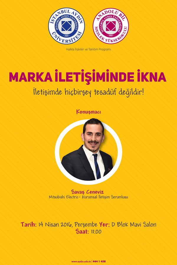 <a href="/iaureklamcilik/">Reklamcılık Kulübü</a> <a href="/IAUKampus/">İstanbul Aydın Üniversitesi</a> yarın kampüste konuşma var!