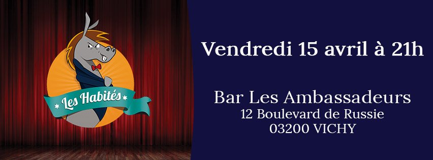 LesHabites's tweet photo. Les Habités seront aux Ambassadeurs ce vendredi ! #Vichy #Theatredimprovisation #LesAmbassadeurs https://t.co/ksXBZswGND