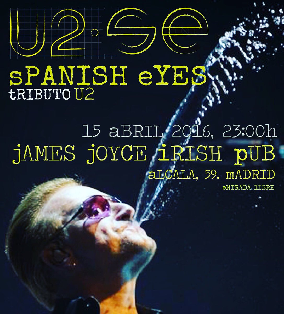 SpanishEyesU2's tweet photo. Venga, quién se apunta? 15 abril, 23h
 #concierto #tributo #U2 #u2tribute 
#shane #Madrid 
#U2V40 
#entradalibre https://t.co/jXMpHoBS5u