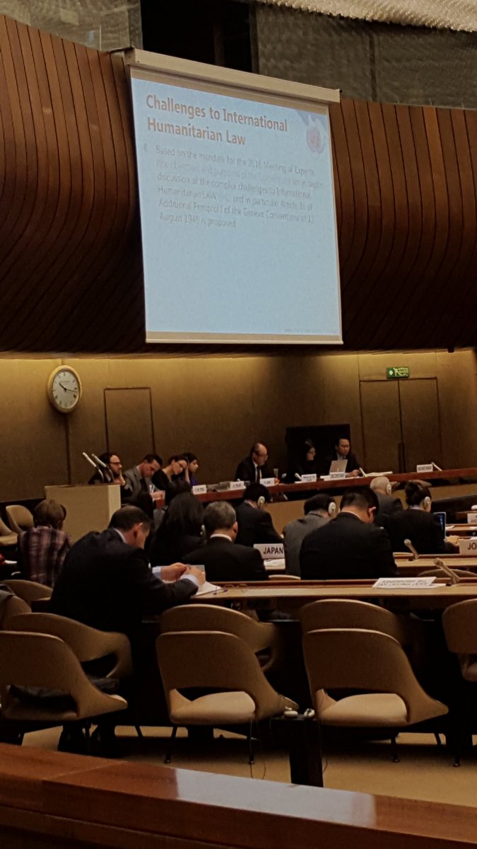 JoshGHughes's tweet image. #CCWUN #UNOGLAWS2016 discussing #LAWS challenges to #IHL should be interesting. Hopefully lots of points to research
