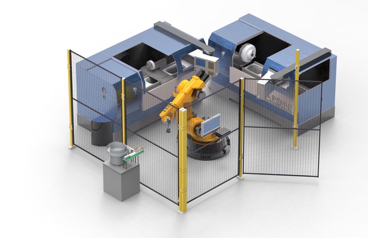 GFG_Robotics's tweet image. Nuevo proyecto de GFG Robotics para manipulado de piezas, cargando y descargando dos tornos alternativamente.