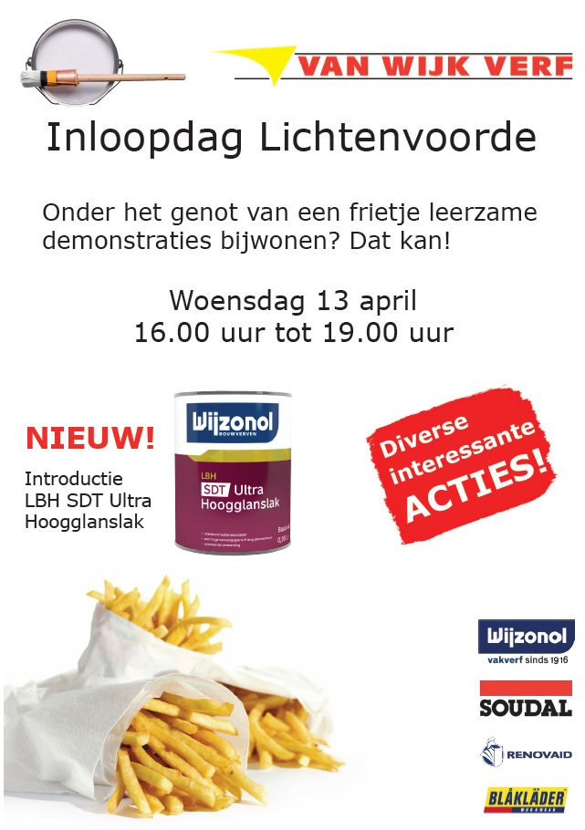 RT <a href="/vanwijkverf/">Van Wijk Verf</a>: Bezoek vandaag onze inloopdag in Lichtenvoorde <a href="/Wijzonol/">Wijzonol</a> <a href="/Renovaid1/">Renovaid</a> Soudal Blaklader