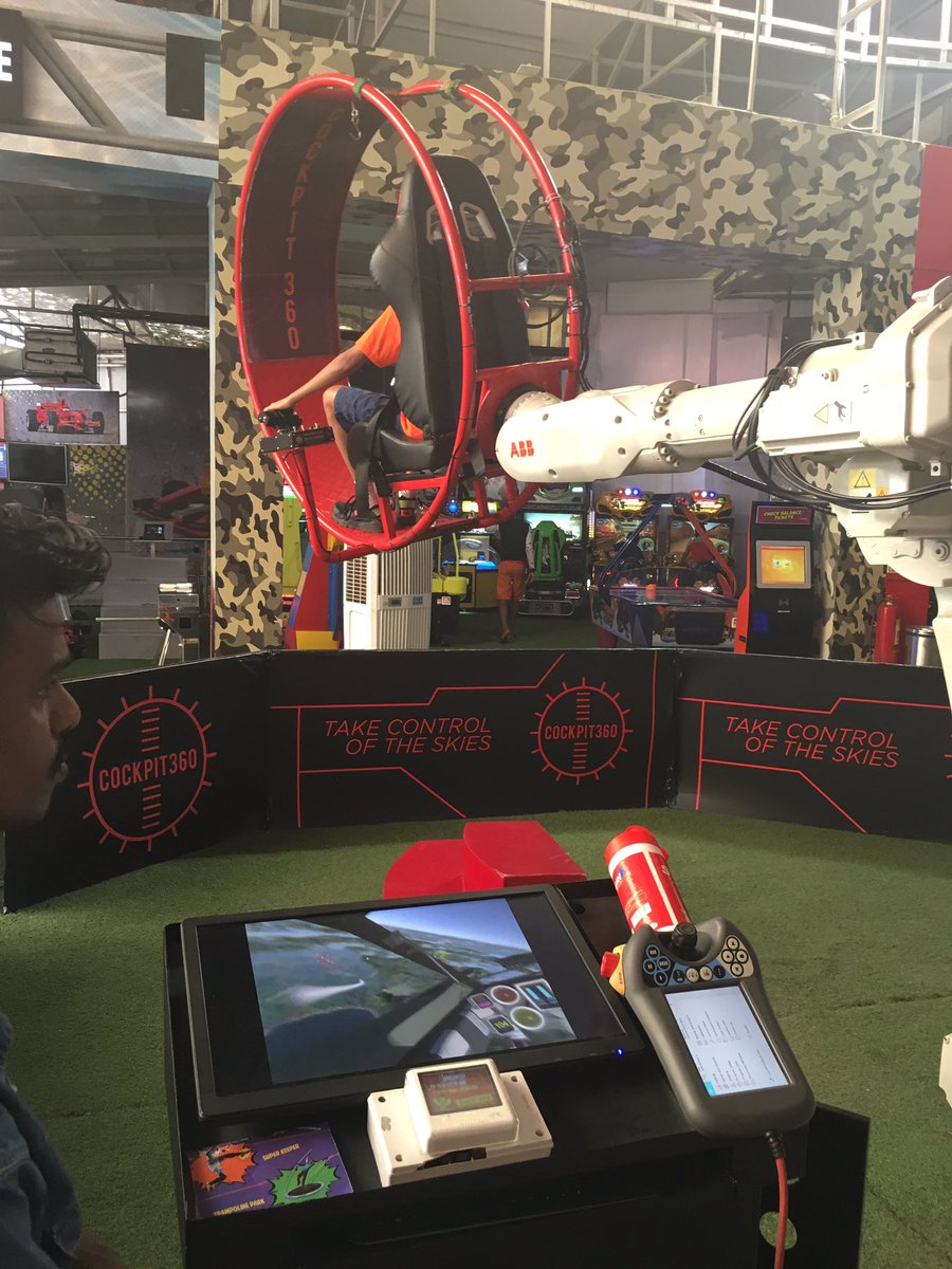 MissMalini's tweet photo. Virtual Reality fun has begun! #cockpit360 @SmaaashLive @andrenemec7 #games https://t.co/C62dzYOEgo