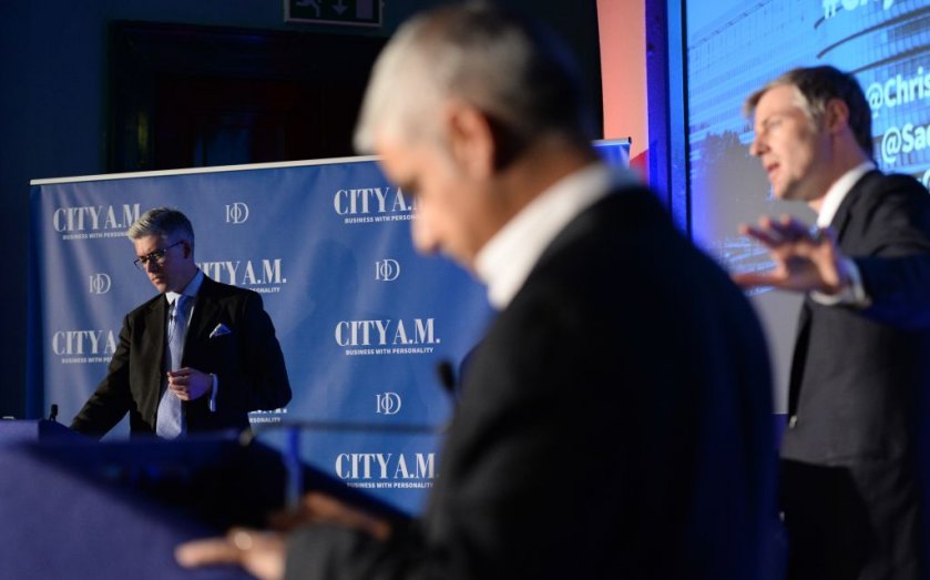 CityAM's tweet photo. Watch: @ZacGoldsmith v @SadiqKhan at the #CityAMdebate https://t.co/qhOSscQ1an https://t.co/Ly8db3Oa5a