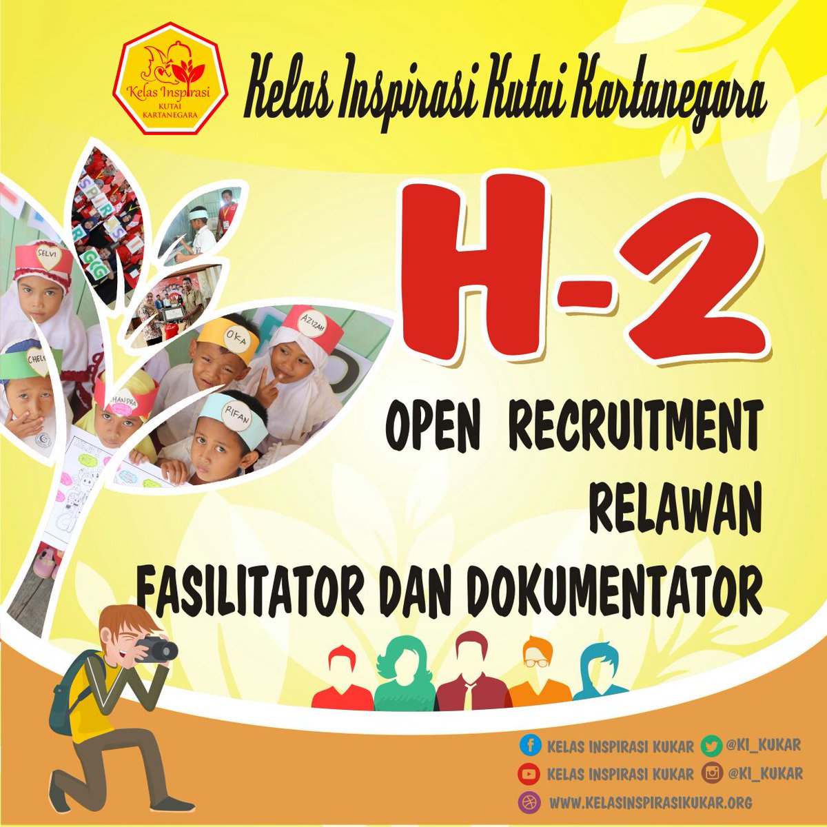 KI_Kukar's tweet photo. 2 Hari lagi gengs ! Kami akan open recruitment relawan  Fasilitator dan Dokumentator (Photographer dan Videographer) https://t.co/atUuciVWkq