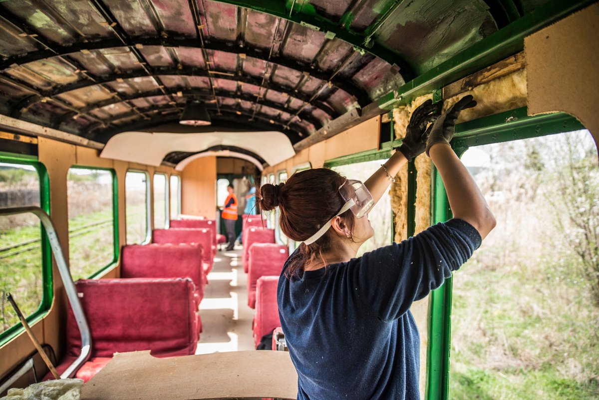 Mocanitaru's tweet photo. Further work on the carriage this past weekend: thermal insulation fitted to the side walls &amp; glass fitted to doors. https://t.co/BOeuPmwLpK