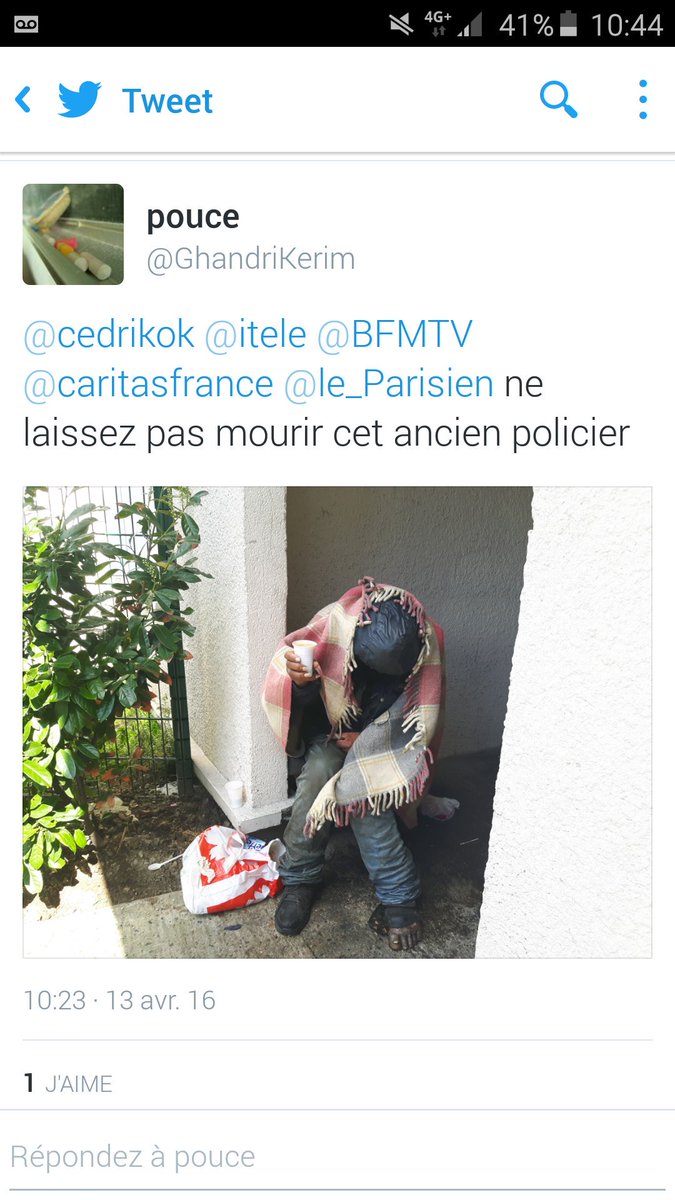 GhandriKerim's tweet photo. @le_Parisien plus de place pour la solidarité ancien policier est toujours abandonné par notre système https://t.co/3M753wVLpg