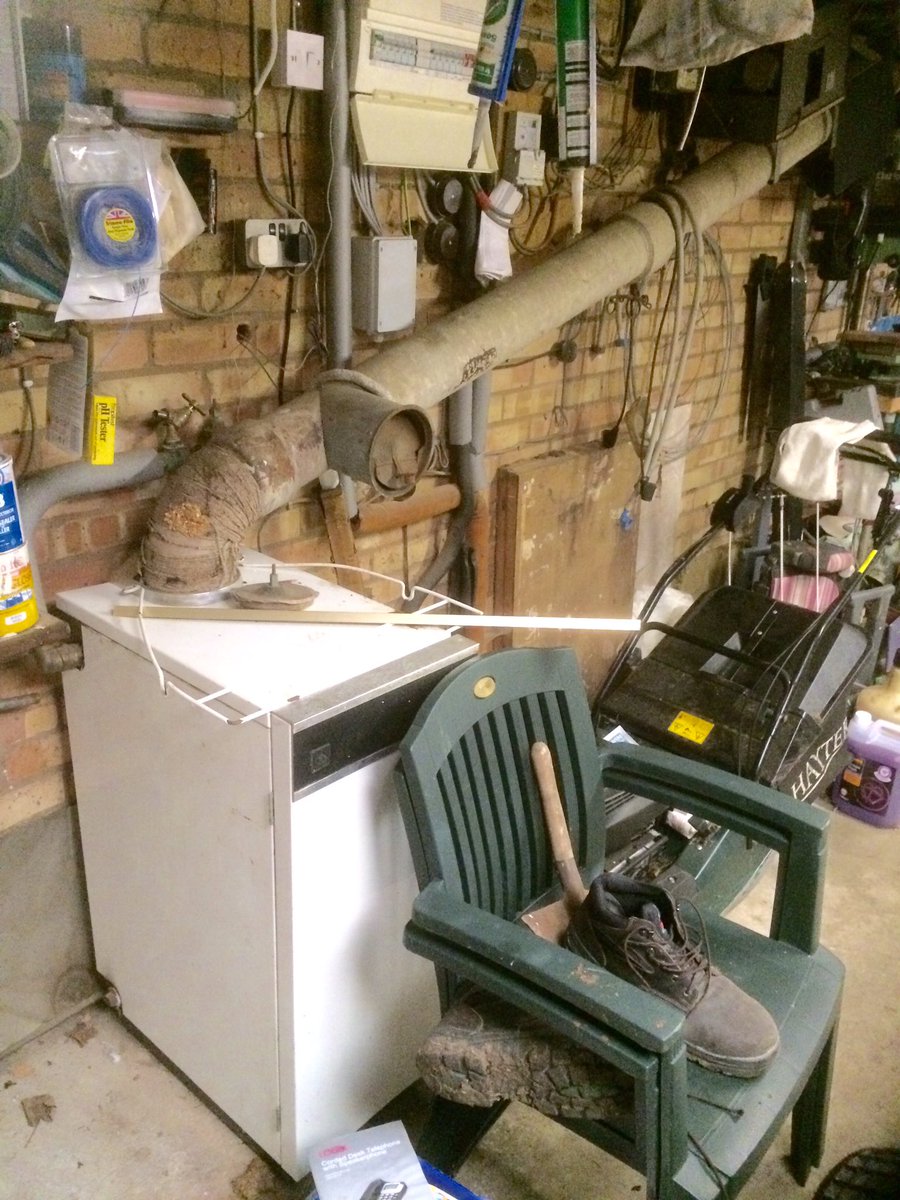 Shire Surveyors on X: Asbestos cement flue connected to a fairly old oil  fired Trianco central heating boiler. In a cluttered garage.  https://t.co/U2upXwF5BO / X