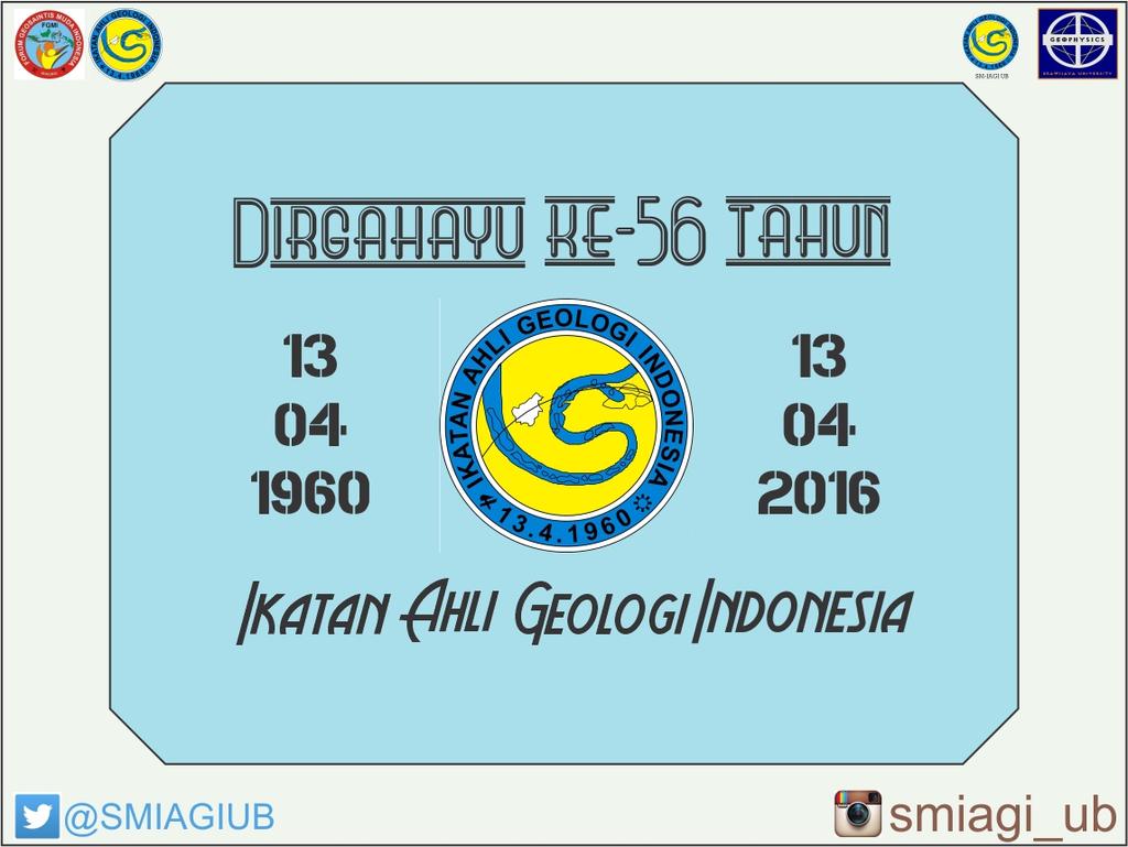 Keluarga SM-IAGI UB mengucapkan: 

Dirgahayu Ikatan Ahli Geologi Indonesia yang ke-56!
#smiagiub