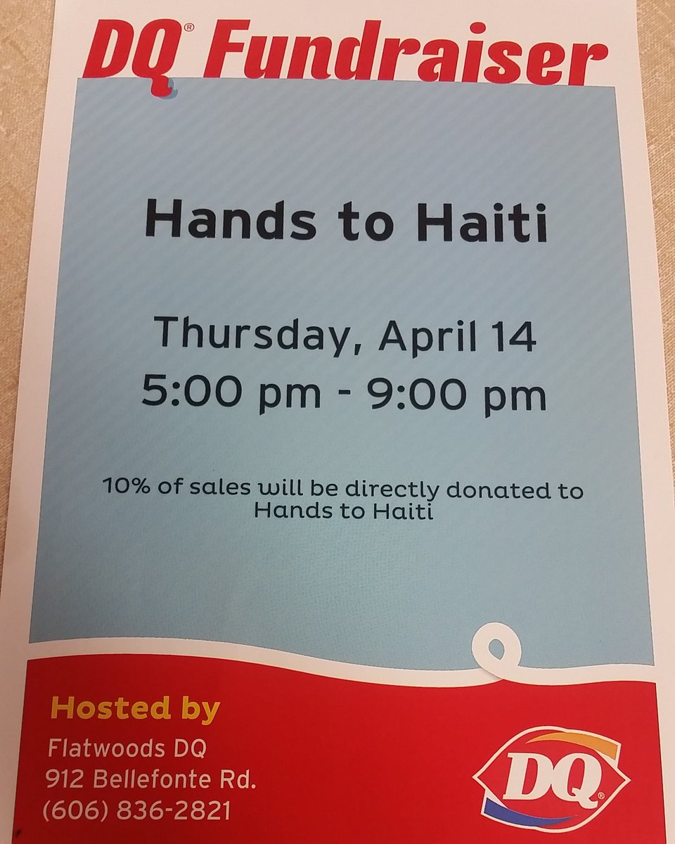 teambanks6's tweet image. Dairy Queen loves #hands2haiti!  Come out this Thursday and help support Reagan's mission to #digthiswell!