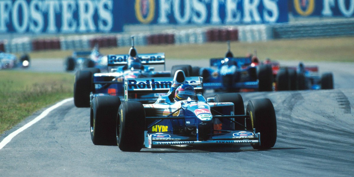 F1's tweet photo. #OnThisDay in 1997, Jacques Villeneuve won the Argentine GP

It was the 100th time a Williams driver started on pole https://t.co/AuCXK9sHvb