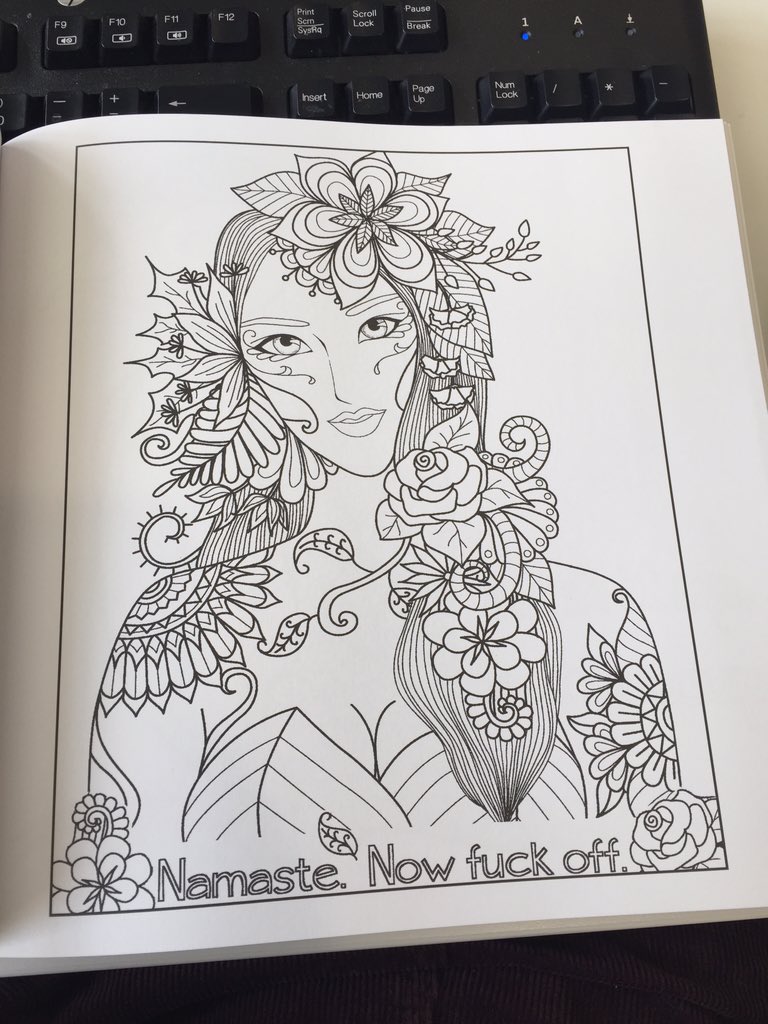 MissScuttlebutt's tweet photo. Love the #calmthef*ckdown colouring book. This will me next Tuesday after my first pre-work yoga session https://t.co/iu30u0wD0d