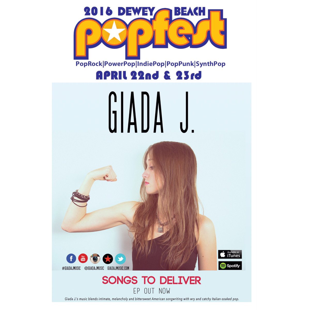 Dewey Beach Popfest (@deweypopfest) on Twitter photo #Cosenza #Italy artist, @GiadaJmusic, brings her #ItalianPop to <a href="/DeweyPopfest/">Dewey Beach Popfest</a> Fri., 4/22 at 9:40pm <a href="/RustyRudderDE/">Rusty Rudder</a>! #Cosenza #Italy artist, @GiadaJmusic, brings her #ItalianPop to <a href="/DeweyPopfest/">Dewey Beach Popfest</a> Fri., 4/22 at 9:40pm <a href="/RustyRudderDE/">Rusty Rudder</a>!