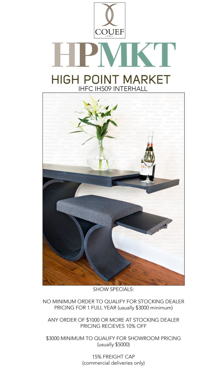 _COUEF's tweet photo. COUNTDOWN TO HIGH POINT AND SHOWROOM SPECIALS @DesignOnHPMkt #HPMKT #DESIGNONHPMKT #LOVECOUEF #COUEF #DESIGN https://t.co/HQtxWoTNvj