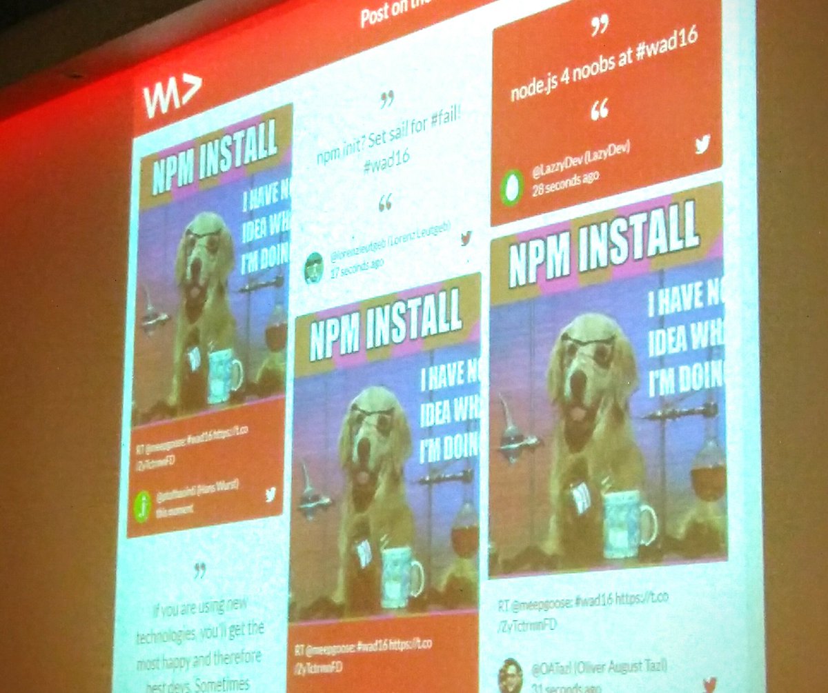 webmozart's tweet photo. Lots of <3 for NPM at #wad16 https://t.co/RBx2pNuz9z