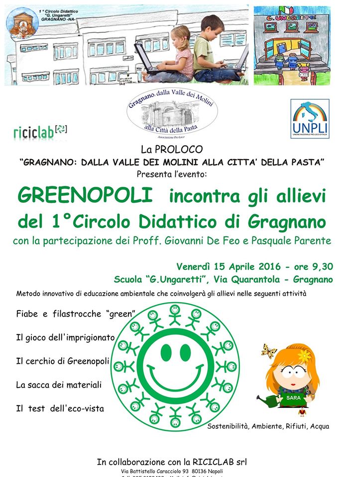 Venerdì a #Gragnano raccontiamo avventure di #SARA di <a href="/Greenopoli/">Greenopoli</a> e mostriamo #materiali al posti dei #rifiuti