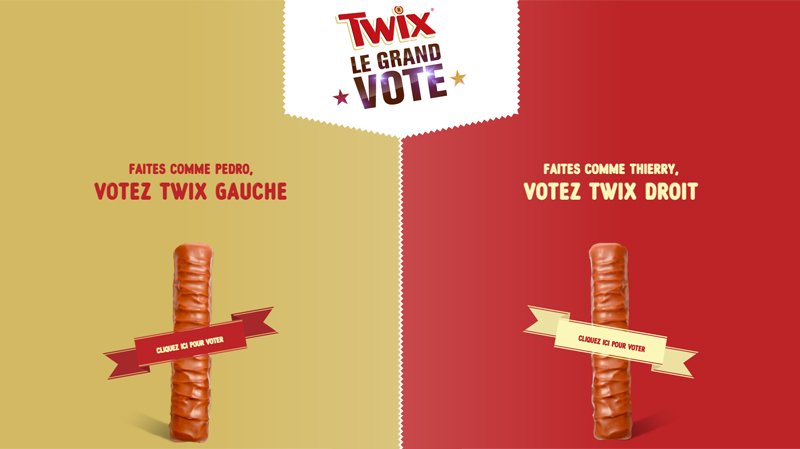publiteria's tweet photo. #FILM Votez pour votre Twix préféré https://t.co/1OPMgQIZIN > #TwixLeGrandVote #TwixGauche https://t.co/4fjbUzbmz6