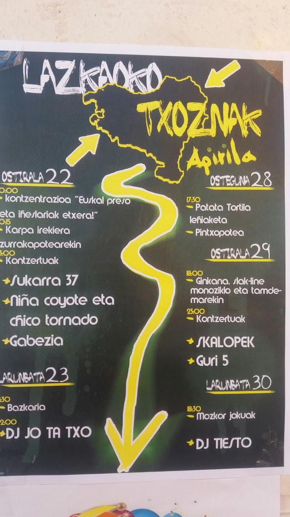 Hurrengo ostiralean Lazkaon egongo gara <a href="/Gabezia/">Gabezia</a>  eta niñacoyote eta chico tornadorekin! Gogoratu! 22an LAZKAON!!