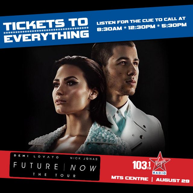 VirginRadioWPG's tweet photo. #Tickets2Everything today for @ddlovato @nickjonas in August. Listen to win at 12:30 pm https://t.co/HFcMpLkBuv https://t.co/BCAJ6P5ksK