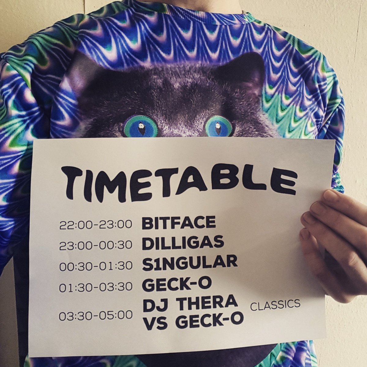Timetable! 😸 see you 23rd April - all info and tickets at thefunkycat.com 😘 #thefunkycat