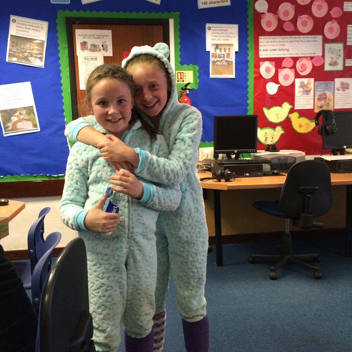 ourladystar6b's tweet photo. The girls have just finished their onesie fun run! #redfaced #pjs #running #funrun https://t.co/CFpclDlTjm